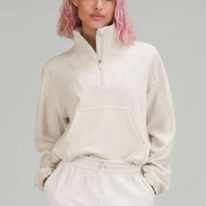 Lululemon Brushed Softstream Ribbed Half Zip in White Opal